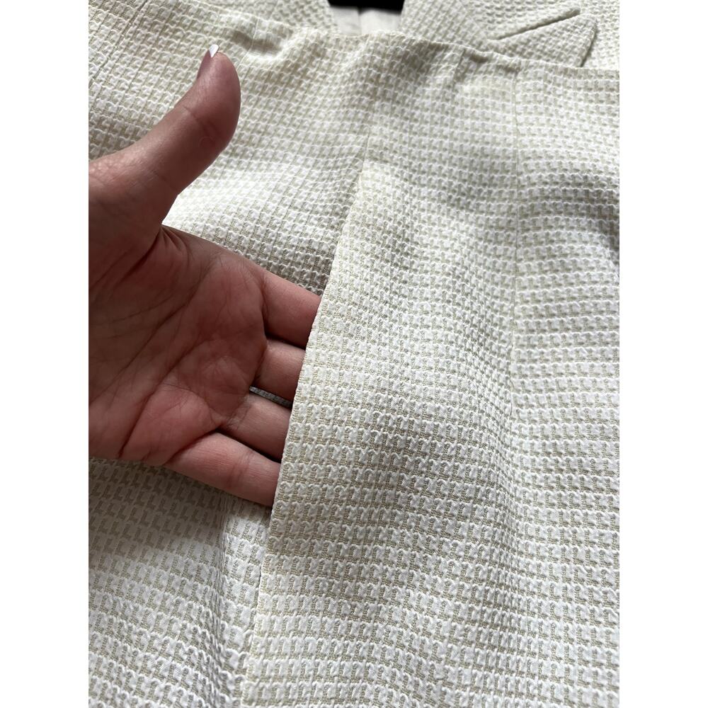 Christian Dior Vintage Ivory Textured 2-Piece Suit Set Vest Blazer Skirt Size 4 - Picture 9 of 9